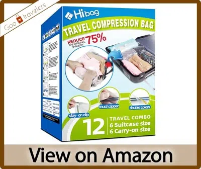 Hibag 12-Pack Roll-Up Space Saver Storage Bags for Travel