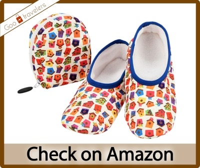 Snoozies Skinnies & Travel Pouch Women's Foldable Travel Slipper