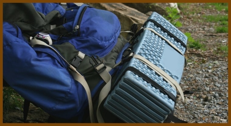 A camping backpack with double sleeping pad